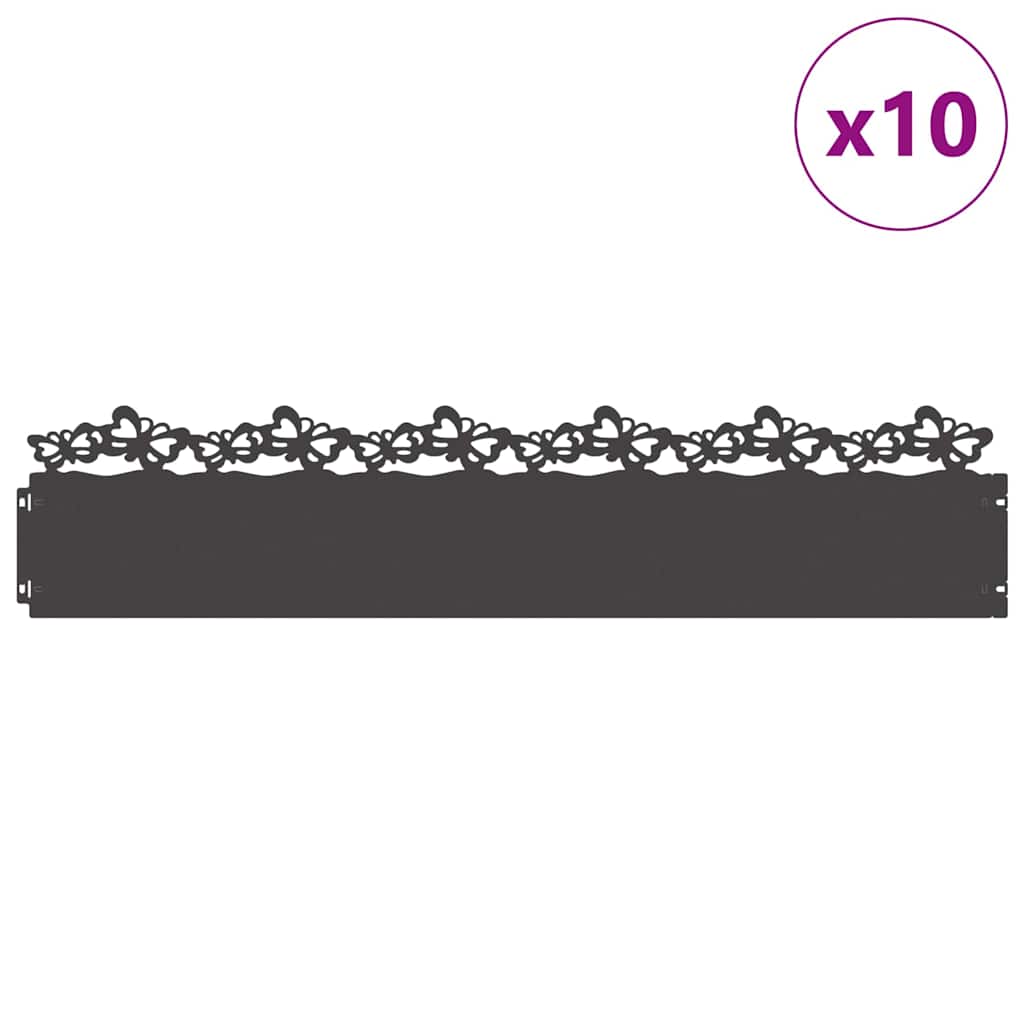 Rubnjaci za travnjak 10 pcs Crna 103 x 0,05 x 22 cm Čelik
