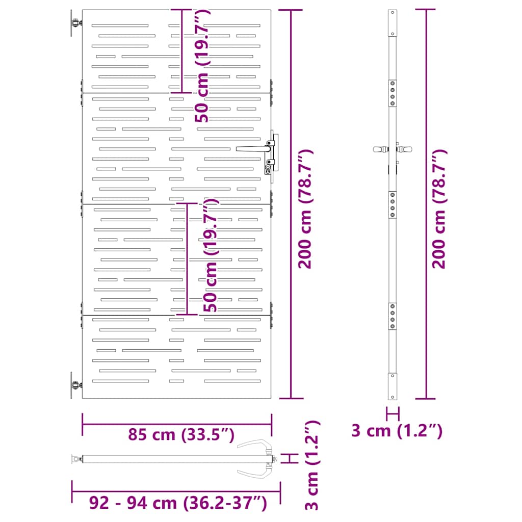 Vrtna vrata Crna 85 x 200 cm Čelik s praškastim premazom