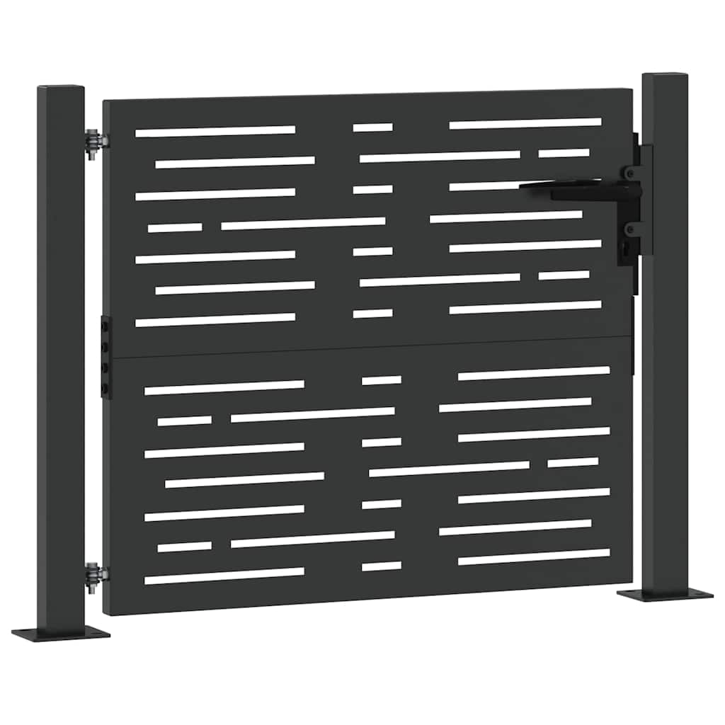 Vrtna vrata Crna 110 x 105 cm Čelik s prahom premazan