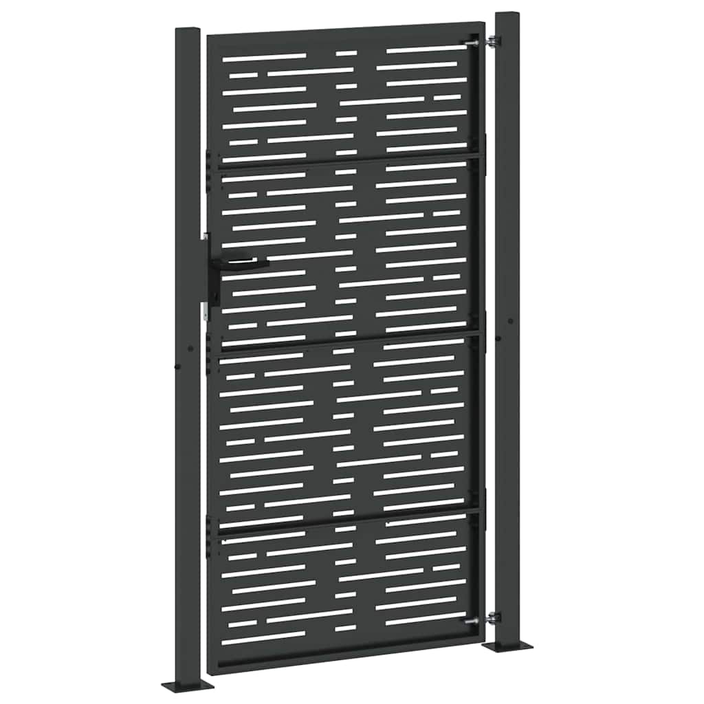 Vrtna vrata Crna 110 x 180 cm Čelik s prahom premazan