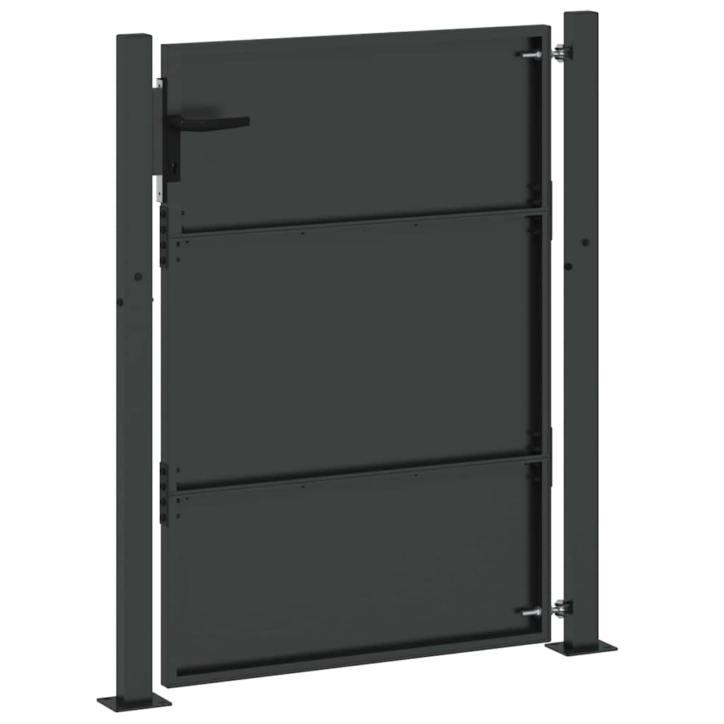 Vrtna vrata Crna 110 x 155 cm Čelik s prahom premazan
