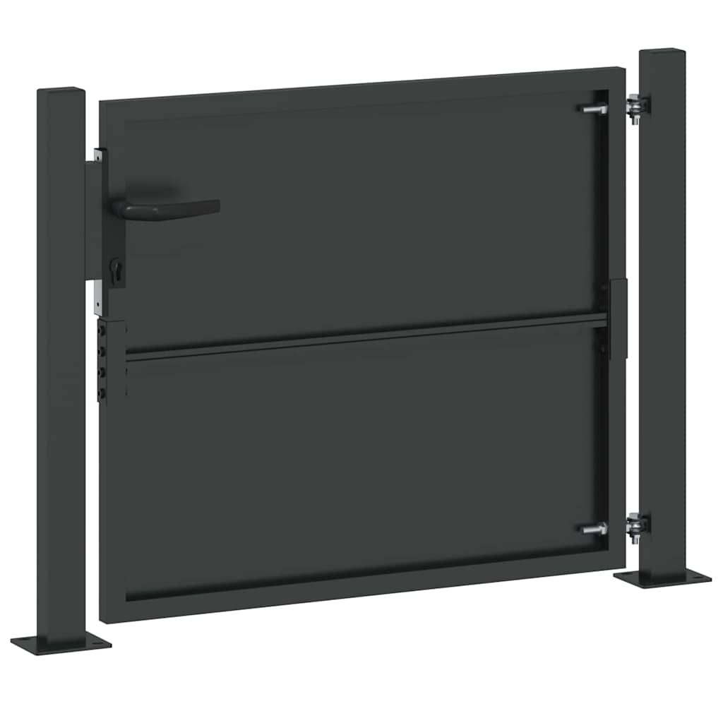 Vrtna vrata Crna 110 x 105 cm Čelik s prahom premazan