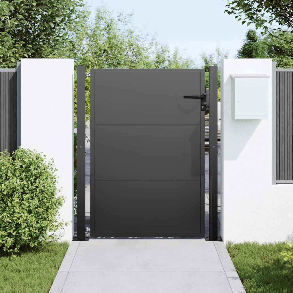Vrtna vrata Crna 110 x 155 cm Čelik s prahom premazan