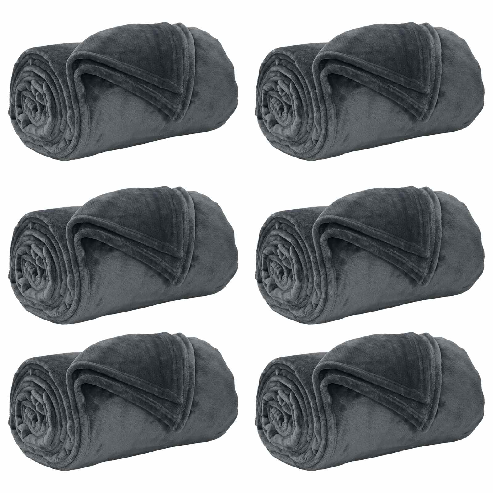 Pokrivači za bacanje 6 pcs Tamno siva 150 x 200 cm Runo
