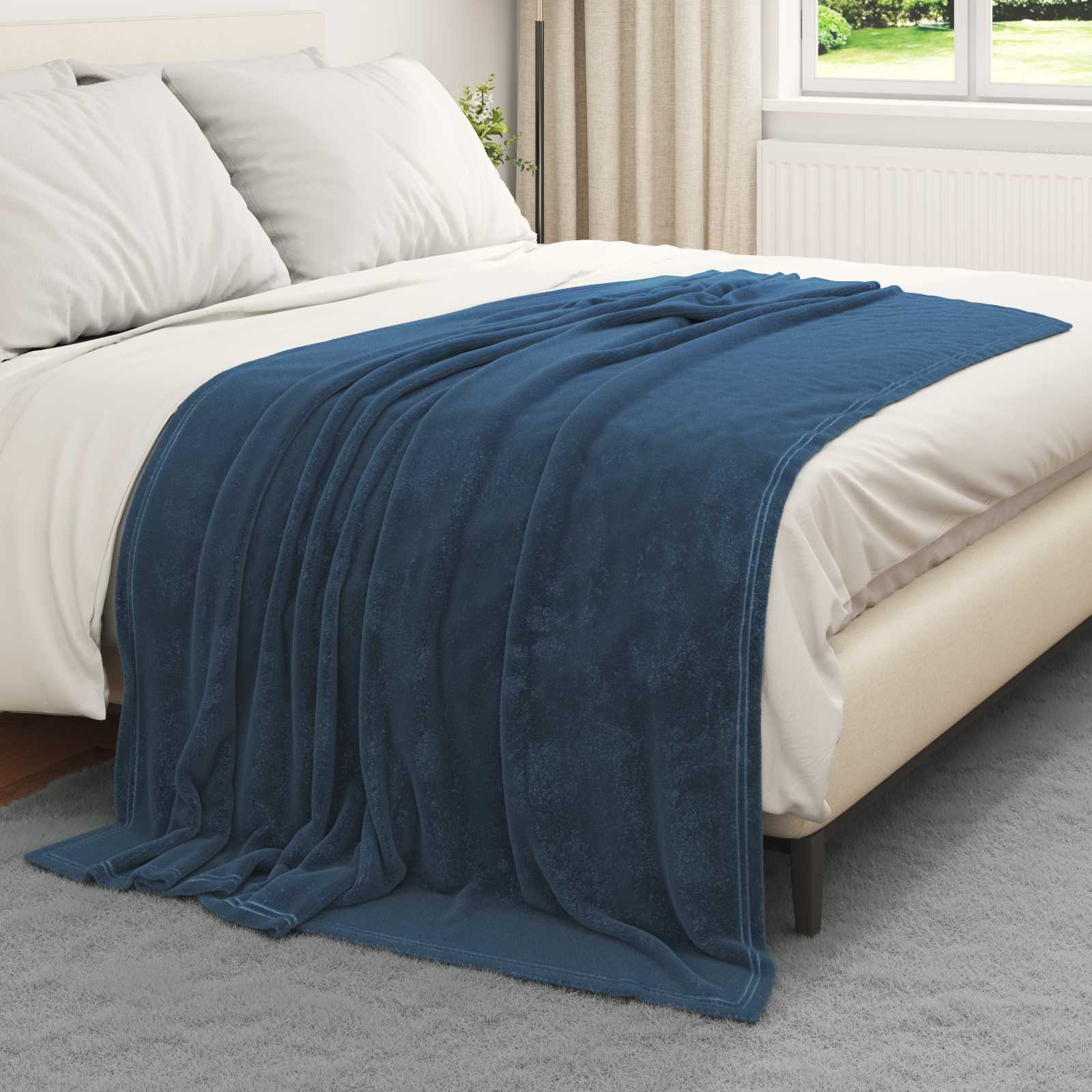 Pokrivači za bacanje 6 pcs Mornarsko plava 150 x 200 cm Runo