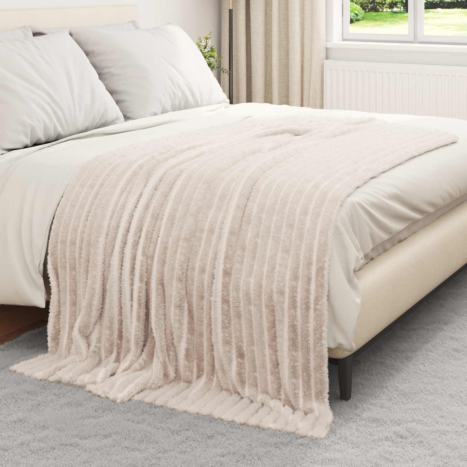 Pokrivači za bacanje 6 pcs Bež 200 x 150 cm Runo