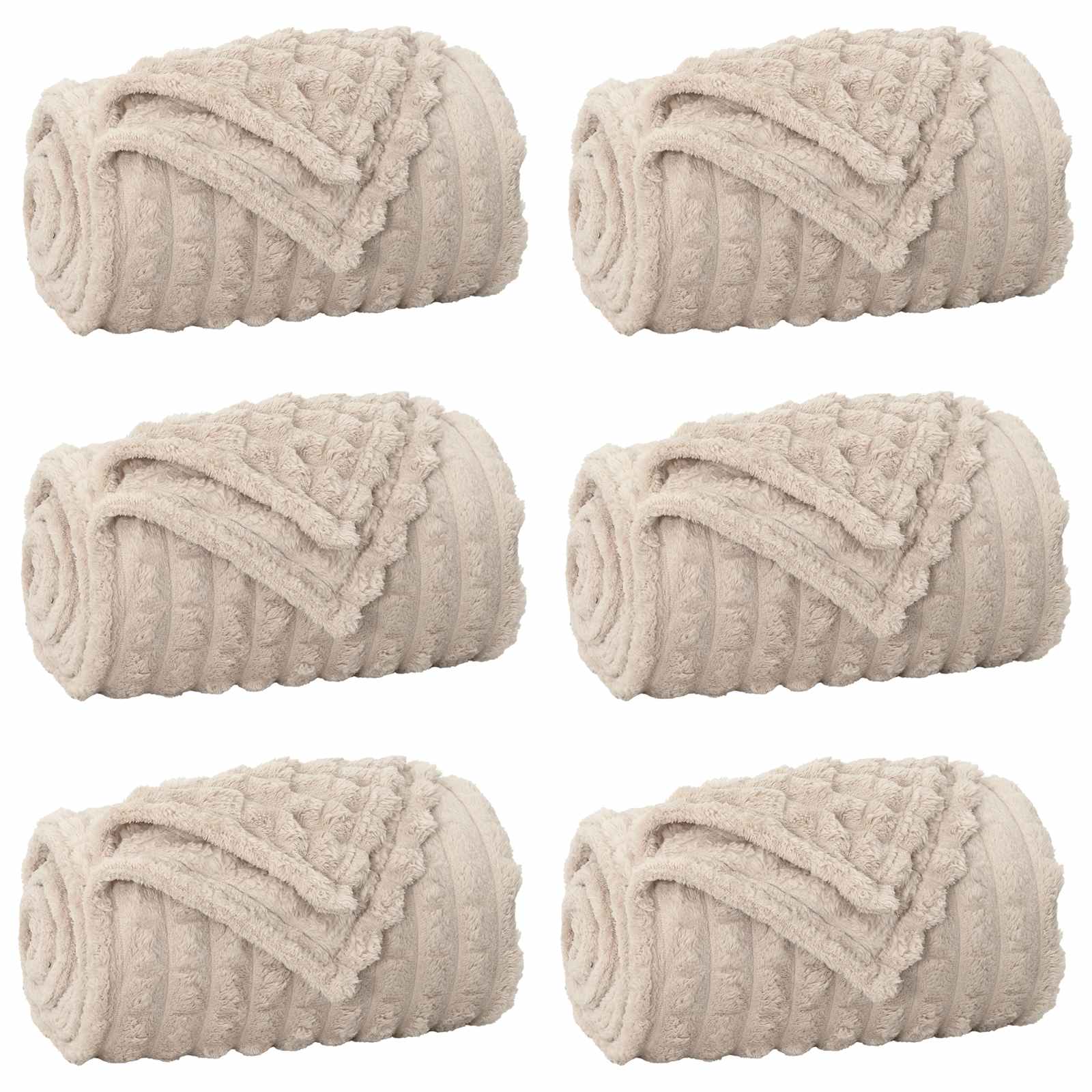 Pokrivači za bacanje 6 pcs Bež 240 x 220 cm Runo