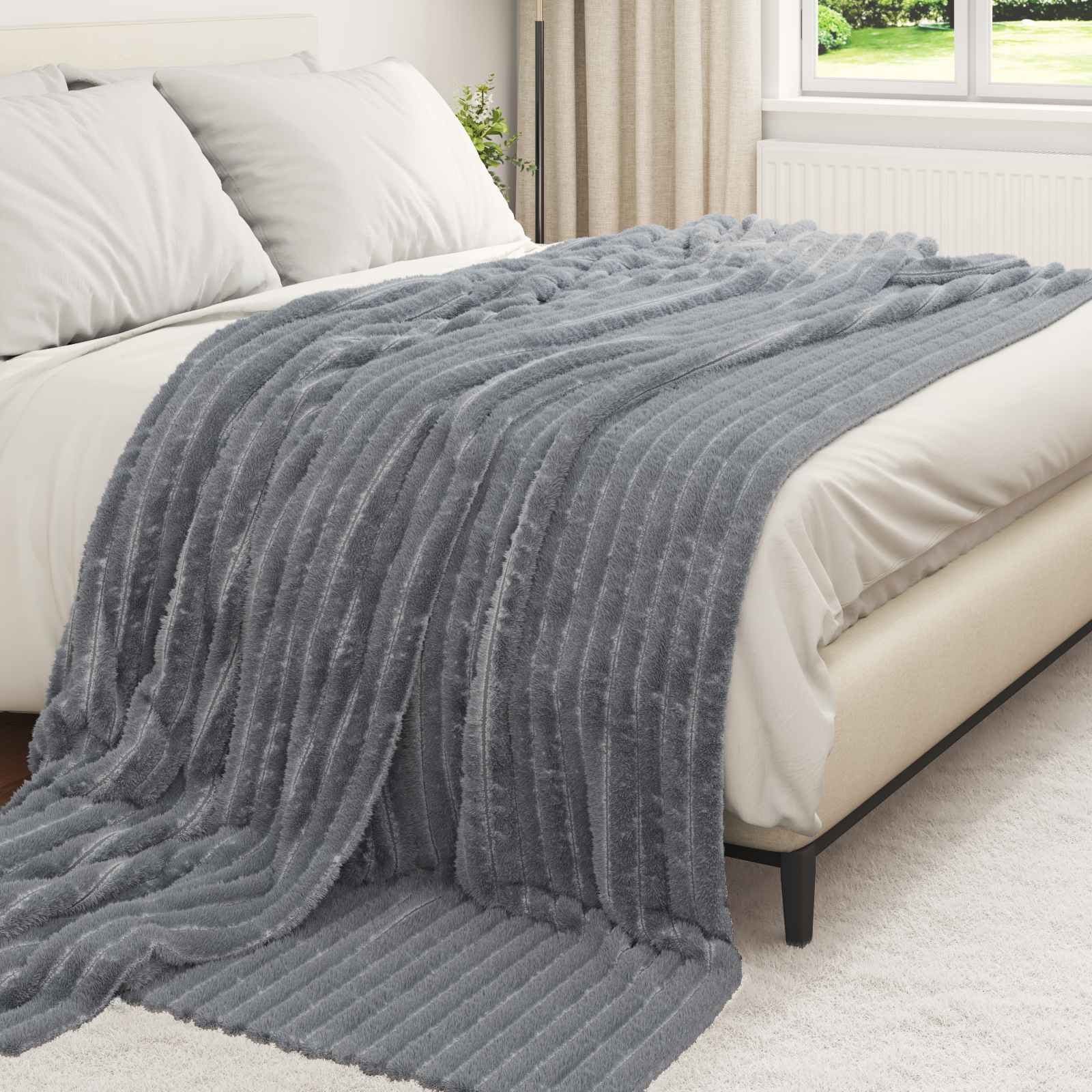 Pokrivači za bacanje 6 pcs Tamno siva 270 x 240 cm Runo