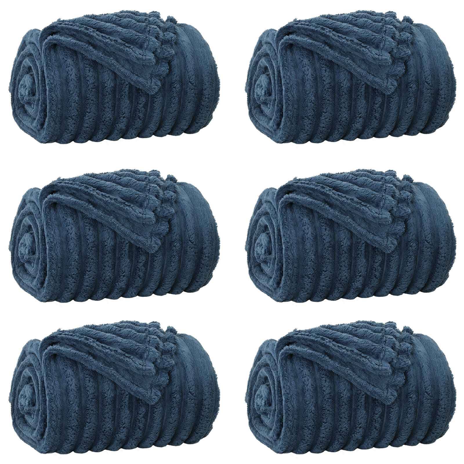Pokrivači za bacanje 6 pcs Mornarsko plava 200 x 150 cm Runo