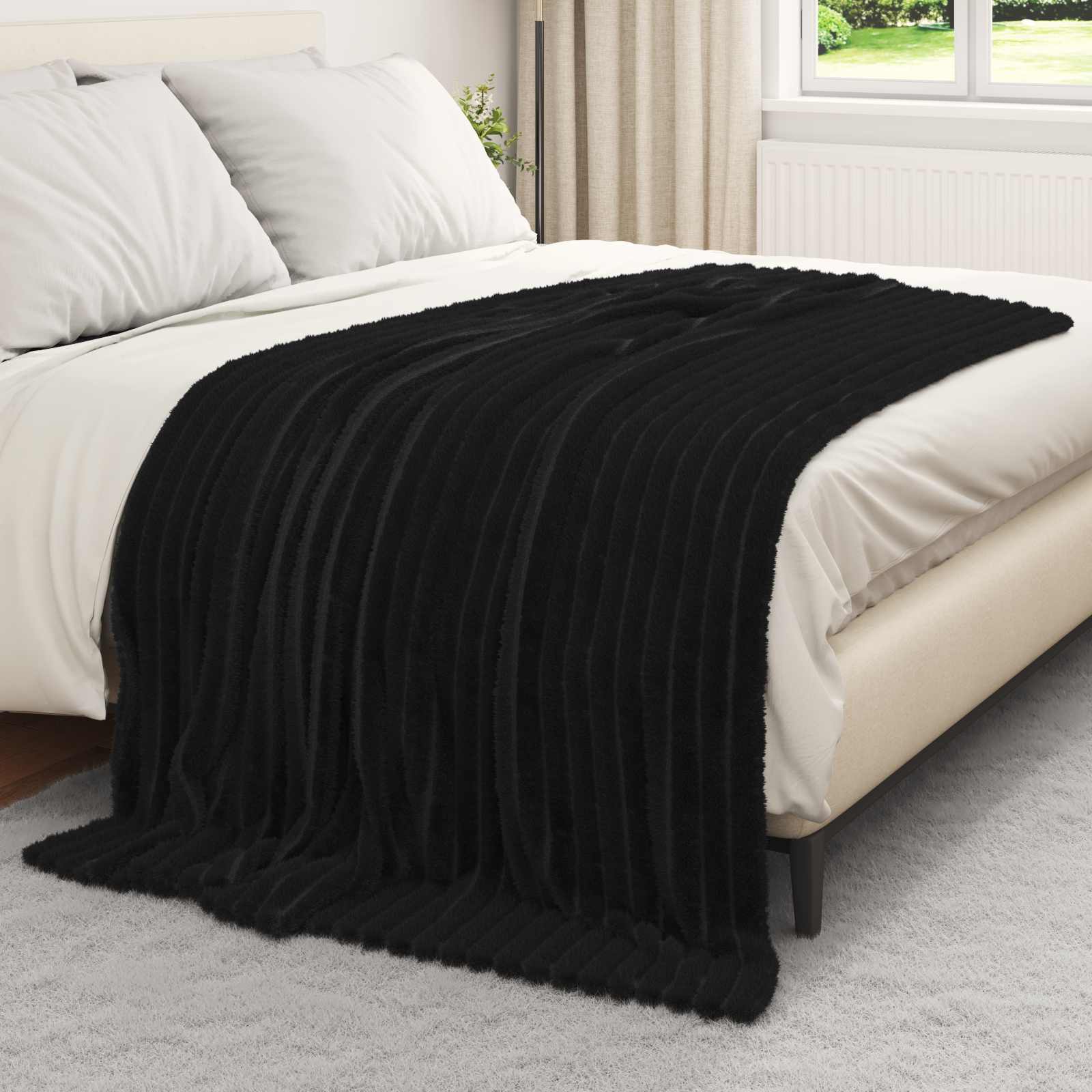 Pokrivači za bacanje 6 pcs Crna 200 x 150 cm Runo