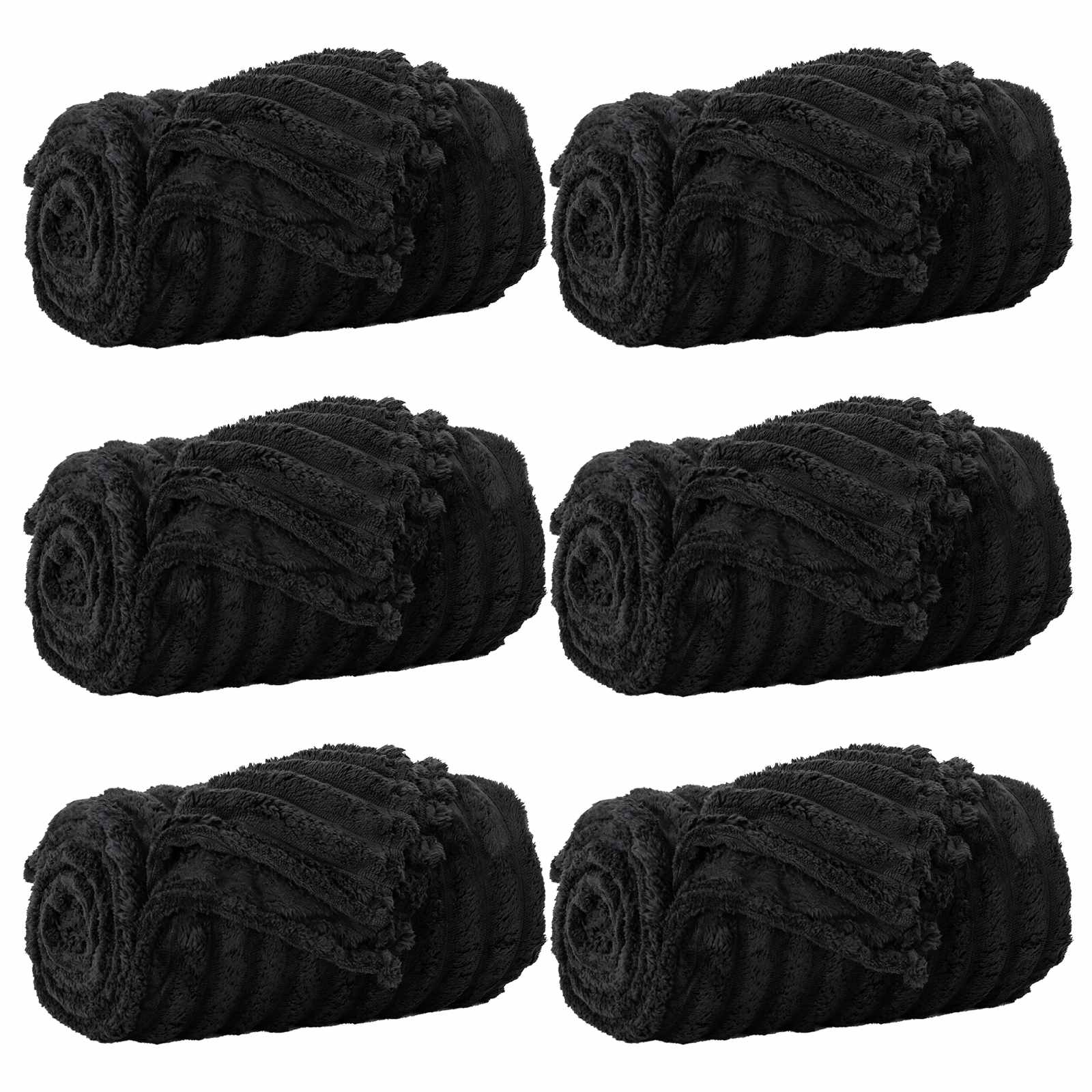 Pokrivači za bacanje 6 pcs Crna 240 x 220 cm Runo