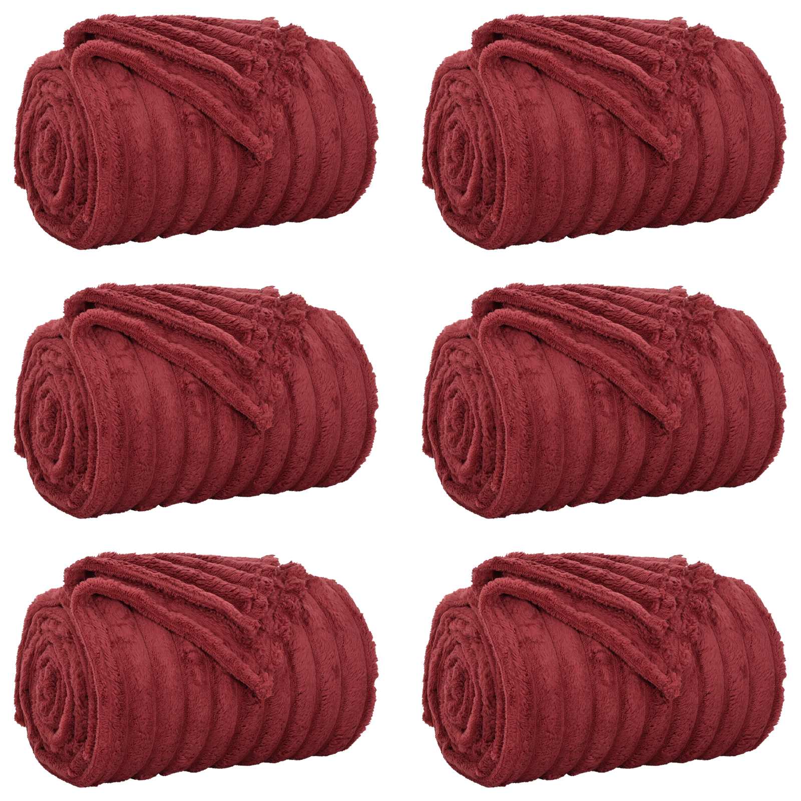 Pokrivači za bacanje 6 pcs Bordeaux Crvena 200 x 150 cm Runo