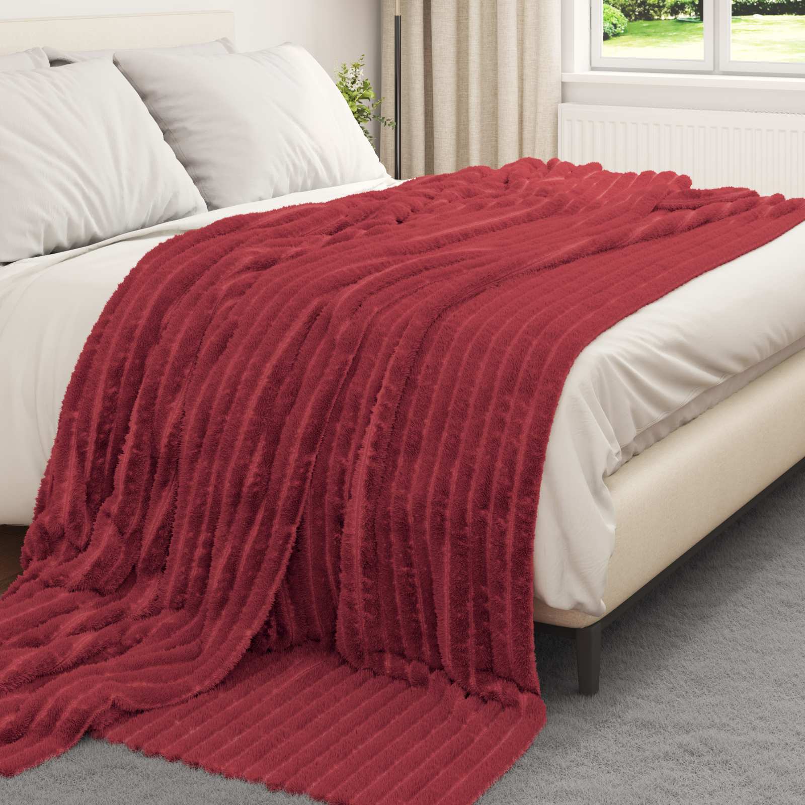 Pokrivači za bacanje 6 pcs Bordeaux Crvena 240 x 220 cm Runo