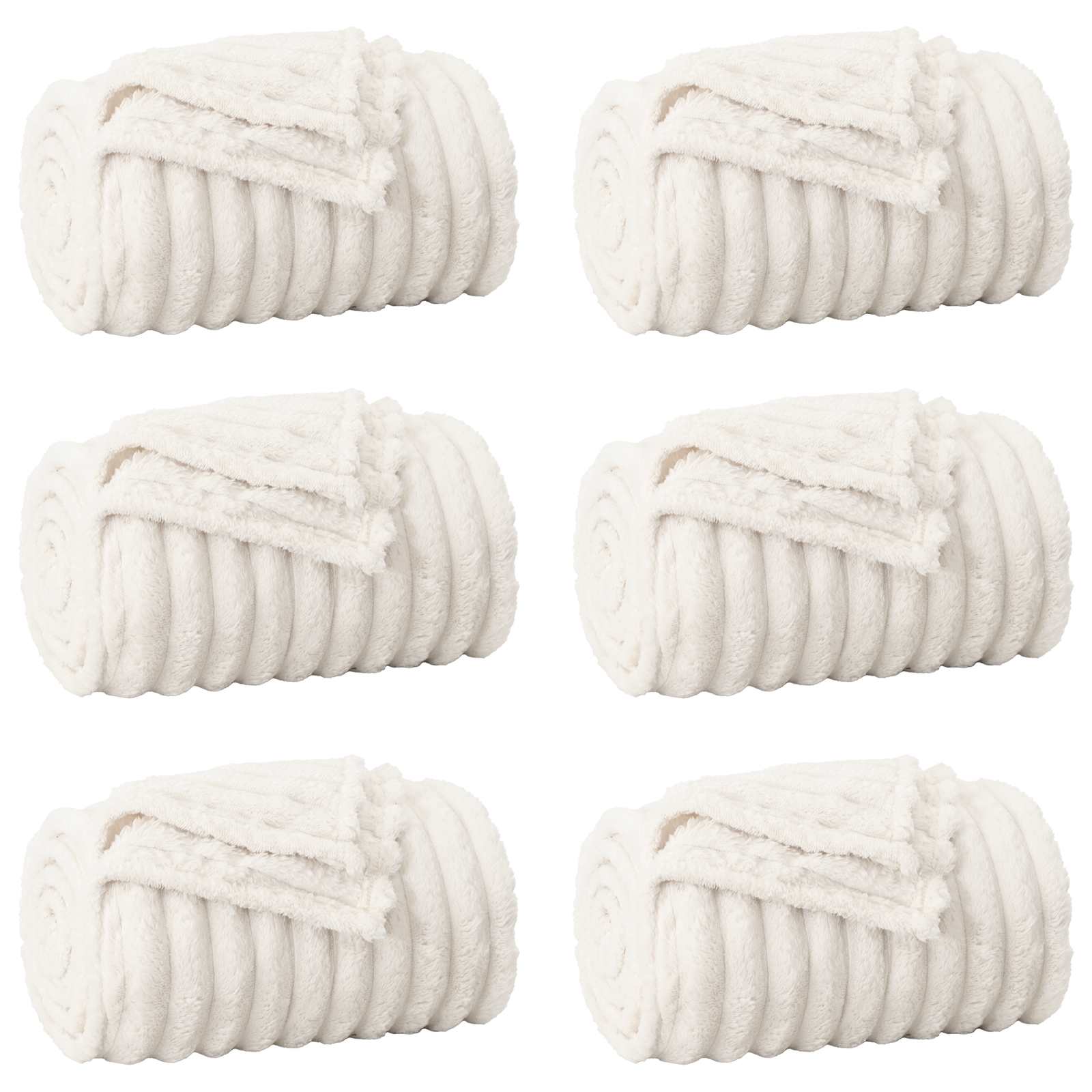 Pokrivači za bacanje 6 pcs Krema 240 x 220 cm Runo