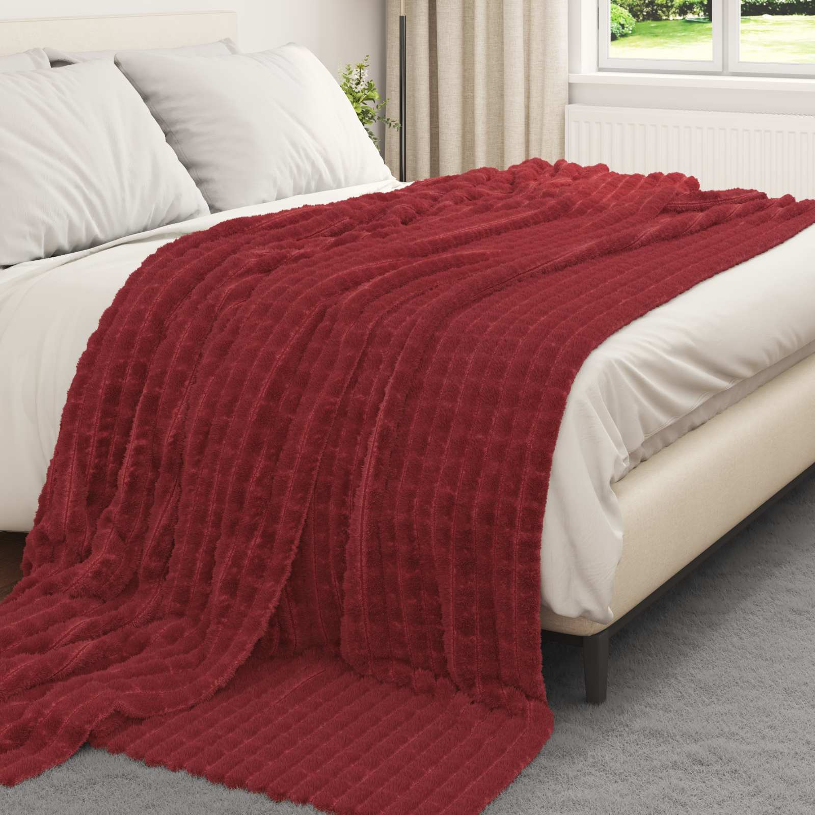 Pokrivač Bordeaux Crvena 270 x 240 cm Runo