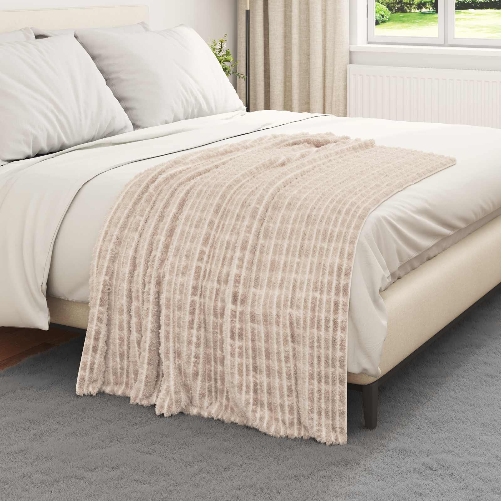 Pokrivači za bacanje 6 pcs Bež 150 x 130 cm Runo