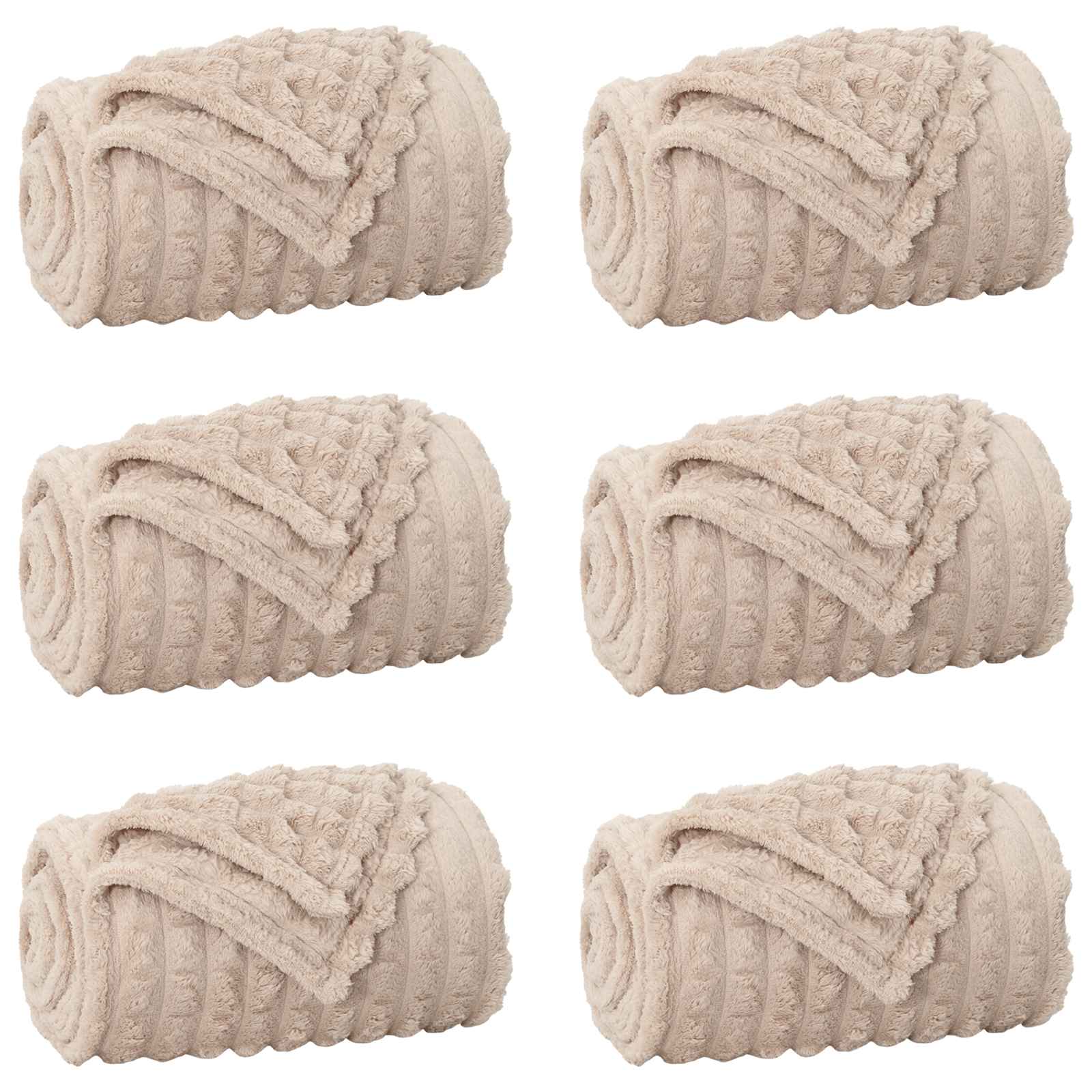 Pokrivači za bacanje 6 pcs Bež 200 x 150 cm Runo