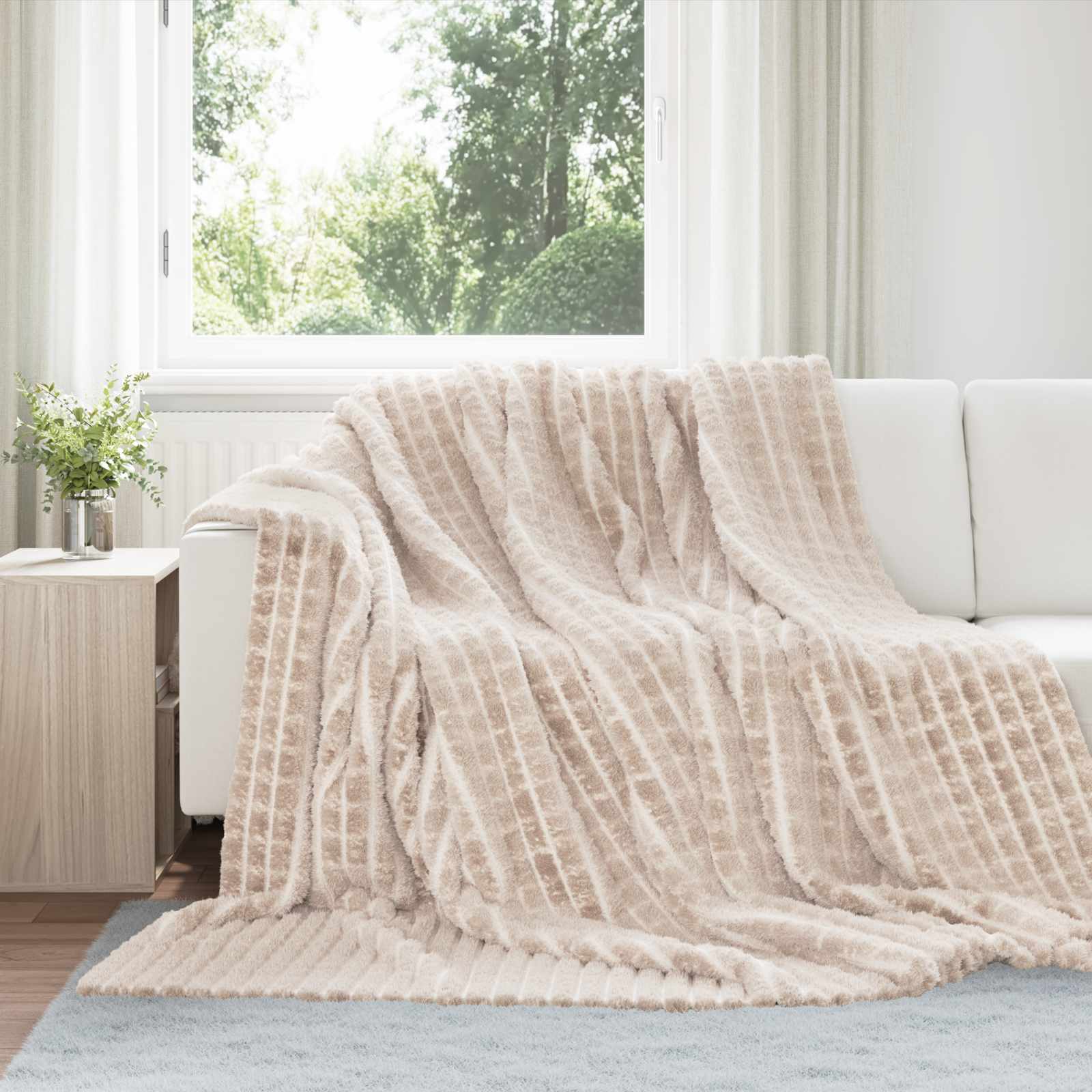 Pokrivači za bacanje 6 pcs Bež 240 x 220 cm Runo