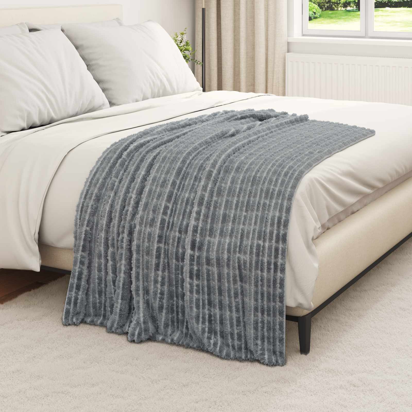 Pokrivači za bacanje 6 pcs Tamno siva 150 x 130 cm Runo