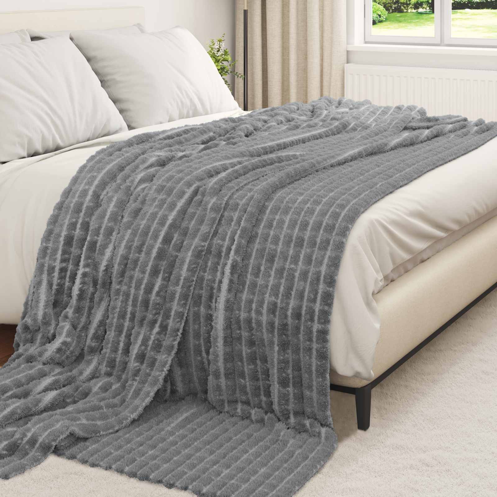 Pokrivači za bacanje 6 pcs Tamno siva 270 x 240 cm Runo
