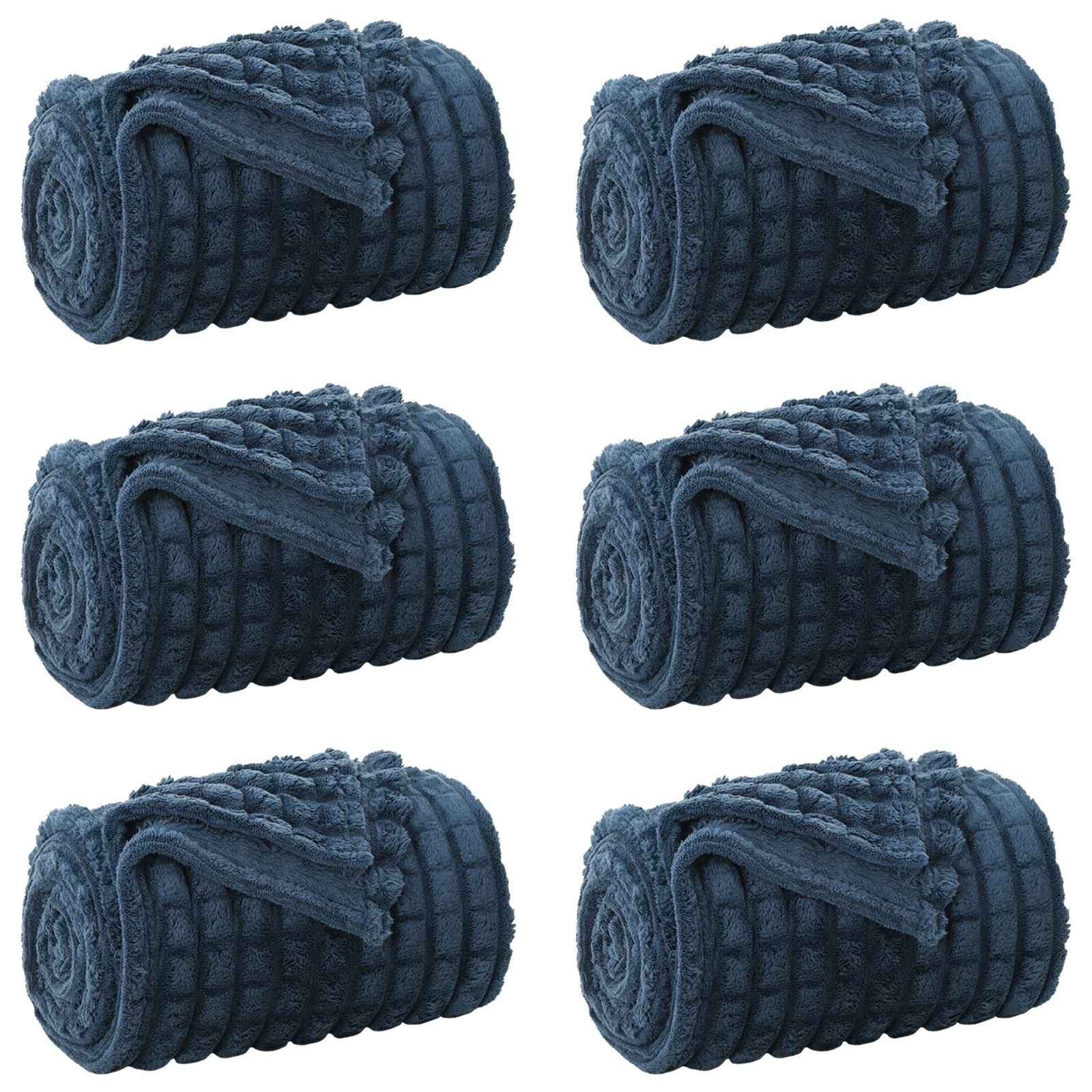 Pokrivači za bacanje 6 pcs Mornarsko plava 200 x 150 cm Runo