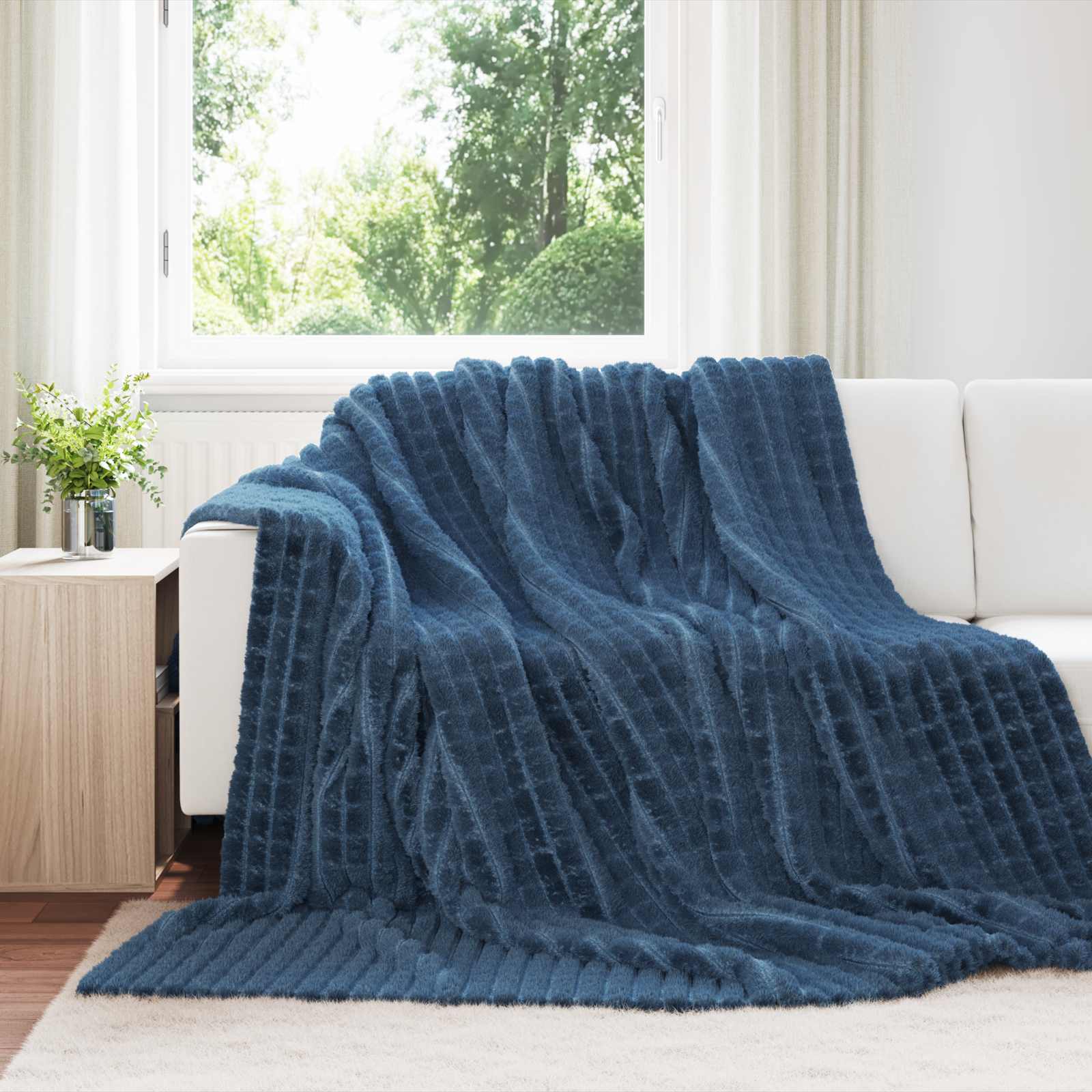 Pokrivači za bacanje 6 pcs Mornarsko plava 240 x 220 cm Runo