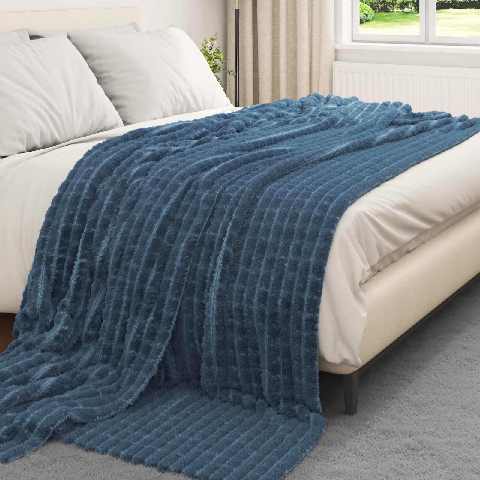 Pokrivači za bacanje 6 pcs Mornarsko plava 240 x 220 cm Runo