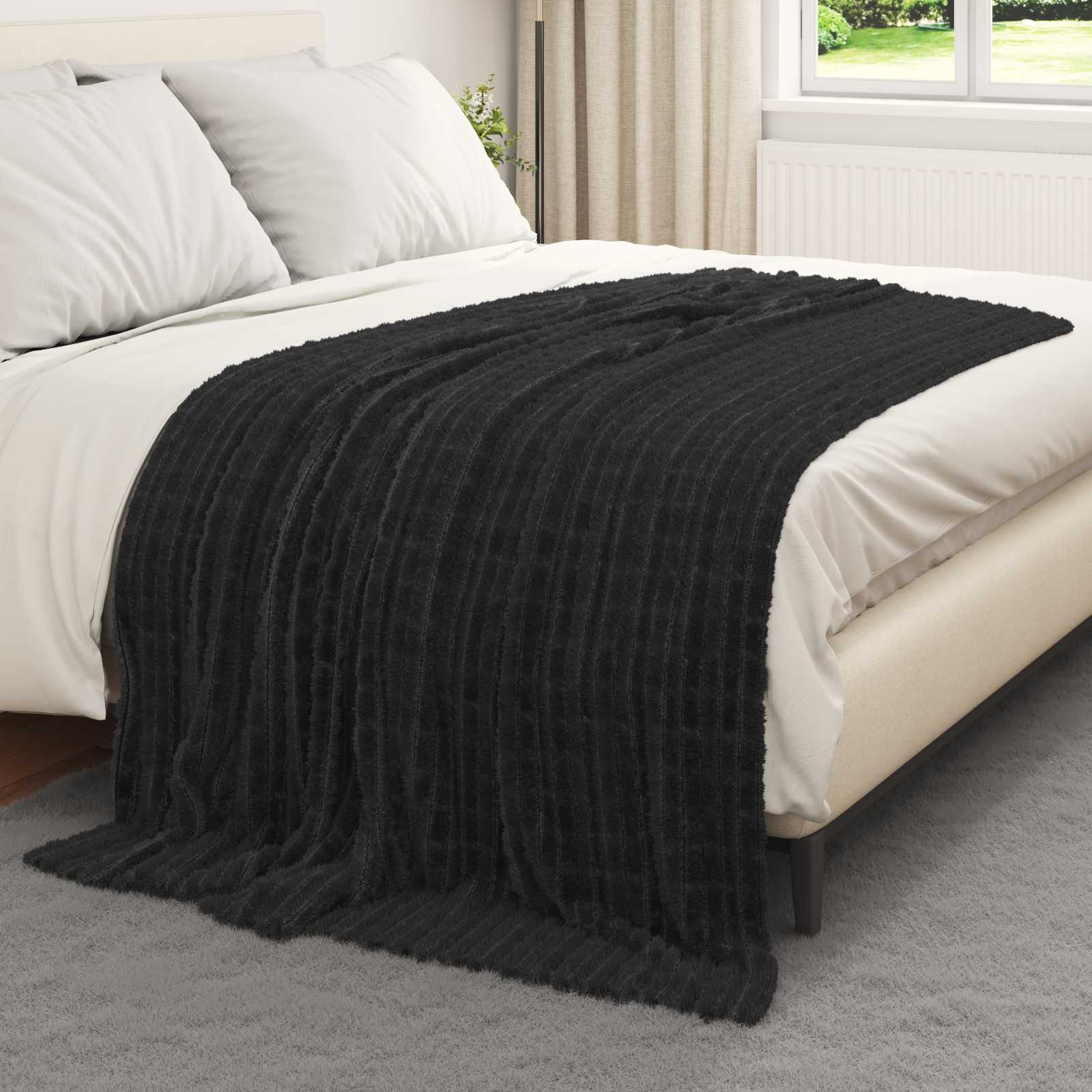 Pokrivači za bacanje 6 pcs Crna 200 x 150 cm Runo