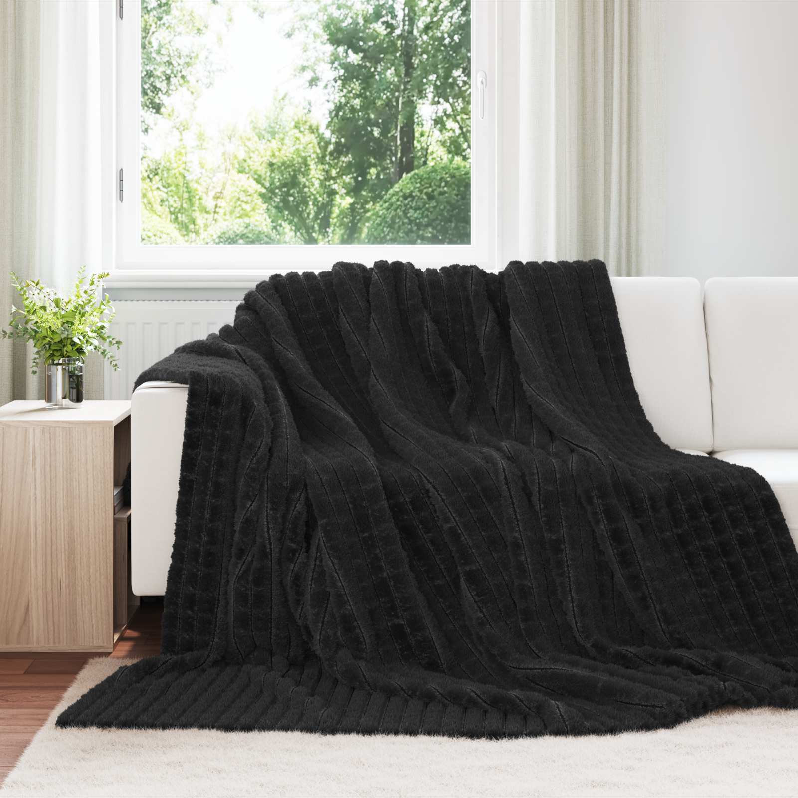 Pokrivači za bacanje 6 pcs Crna 240 x 220 cm Runo