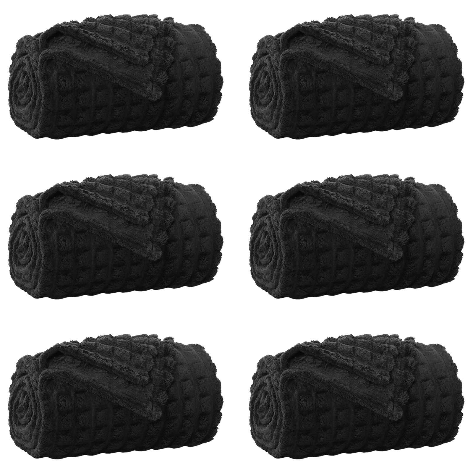 Pokrivači za bacanje 6 pcs Crna 240 x 220 cm Runo