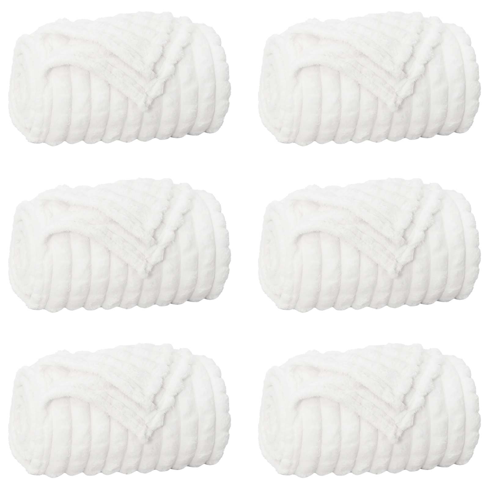 Pokrivači za bacanje 6 pcs Bijelo 150 x 130 cm Runo