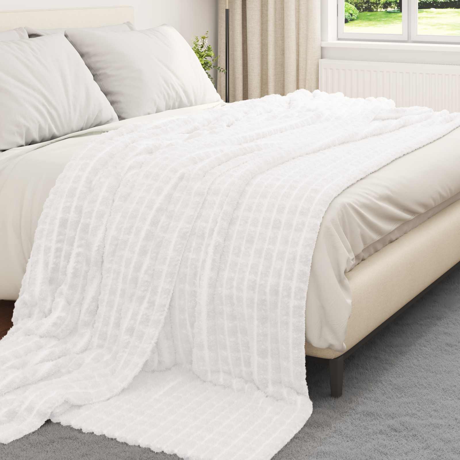 Pokrivači za bacanje 6 pcs Bijelo 240 x 220 cm Runo