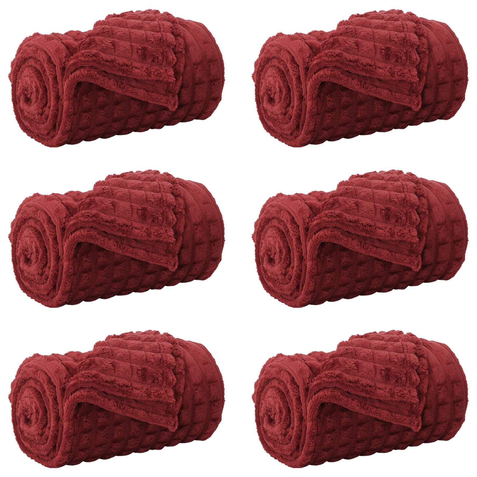 Pokrivači za bacanje 6 pcs Bordeaux Crvena 200 x 150 cm Runo