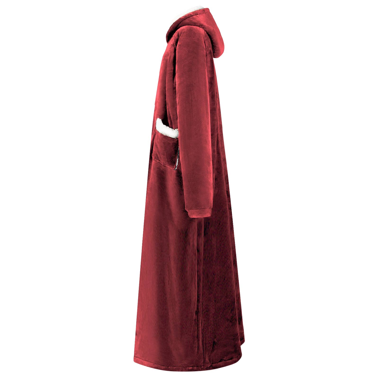 Deka majica s kapuljačom Bordeaux Crvena L Flis i flanel