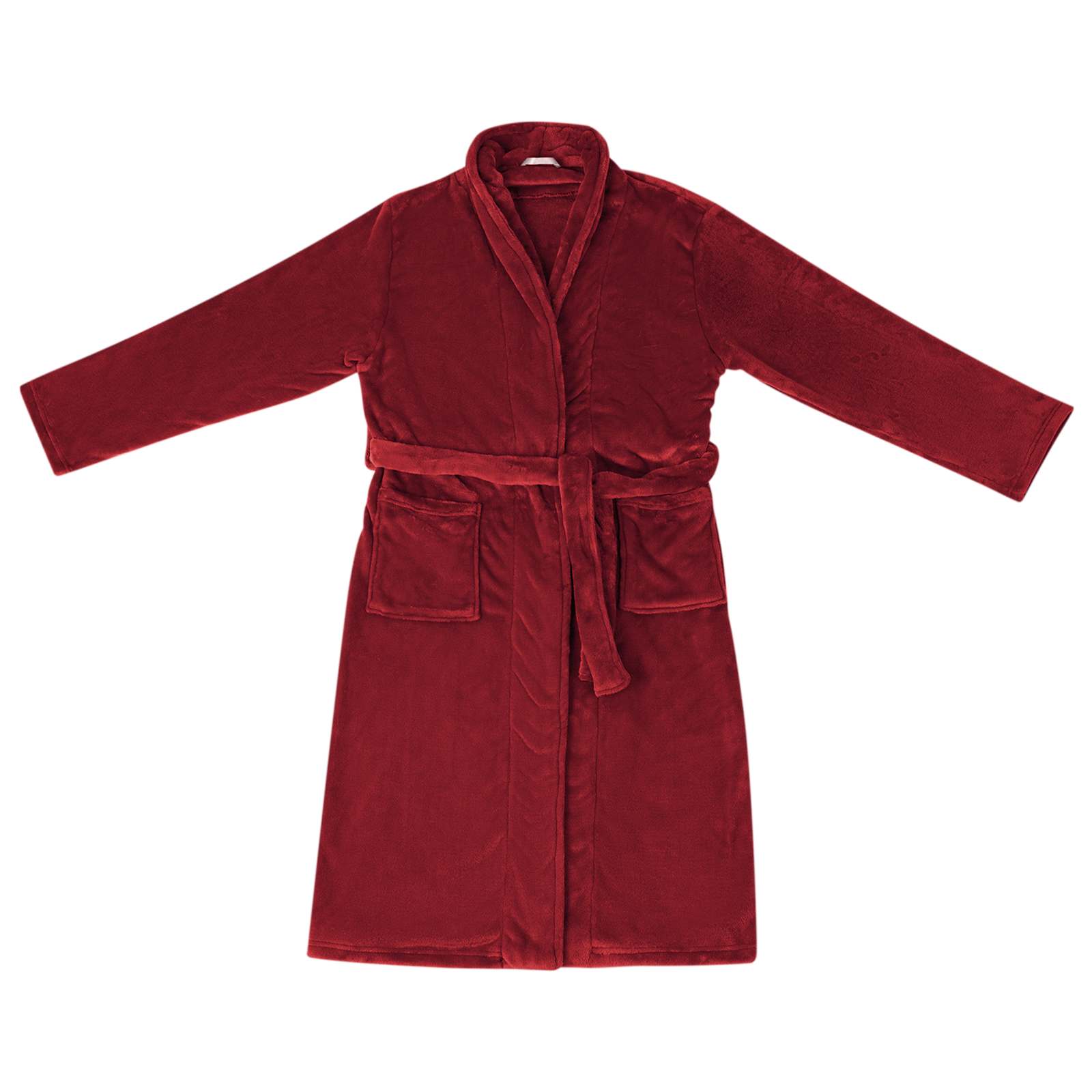 Bade mantil bez kapuljače Bordeaux Crvena m Flanel