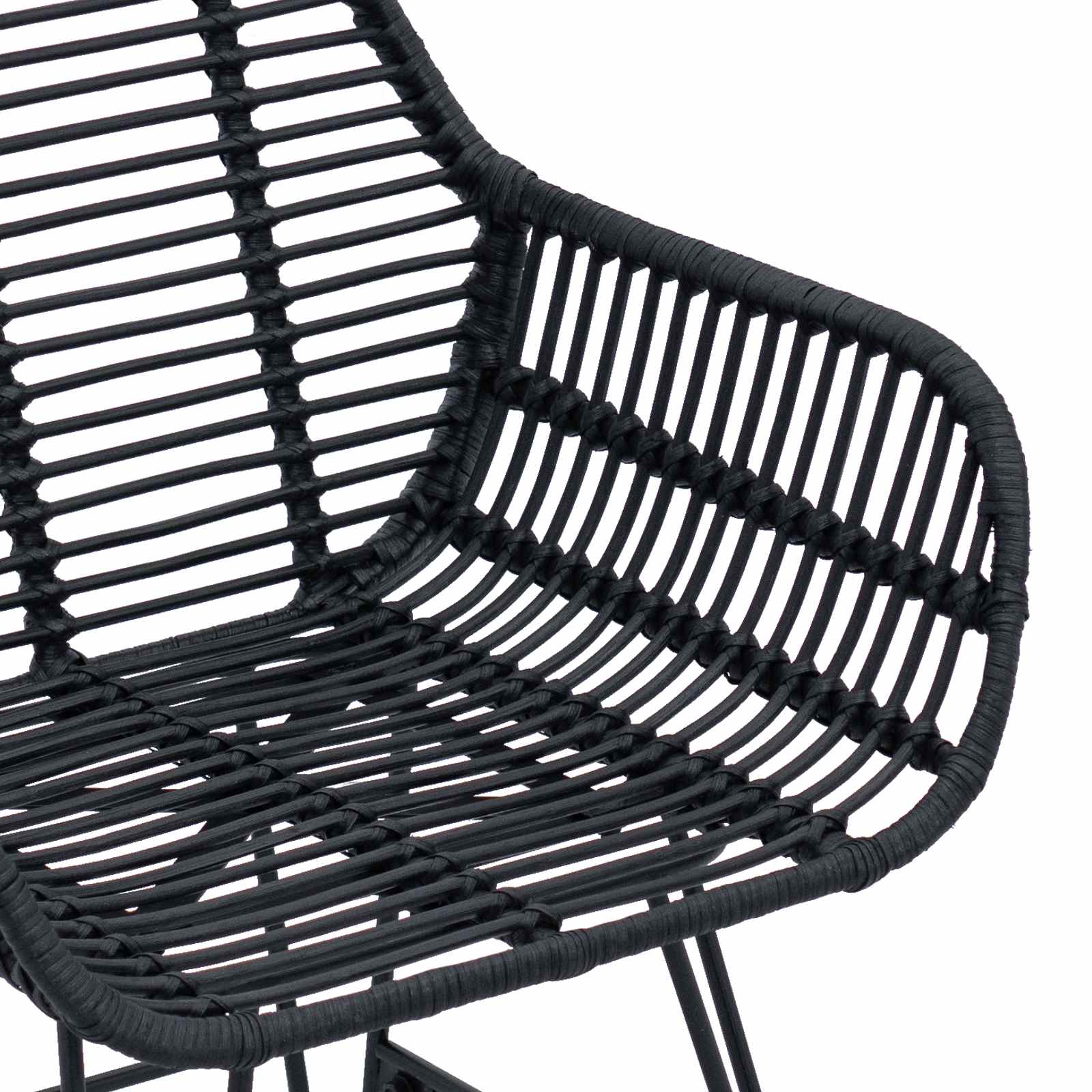 Stolac za blagovanje 2 pcs Ratan i čelik Crna 55 x 50 x 74 cm