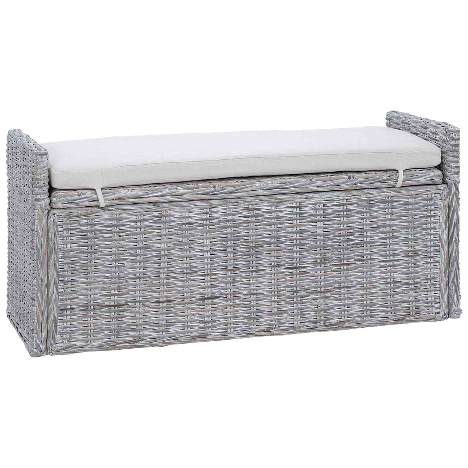 Klupa za pohranu Bijelo pranje 110 x 40 x 50 cm Ratan