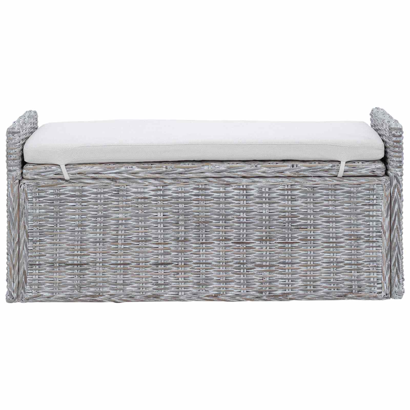 Klupa za pohranu Bijelo pranje 110 x 40 x 50 cm Ratan