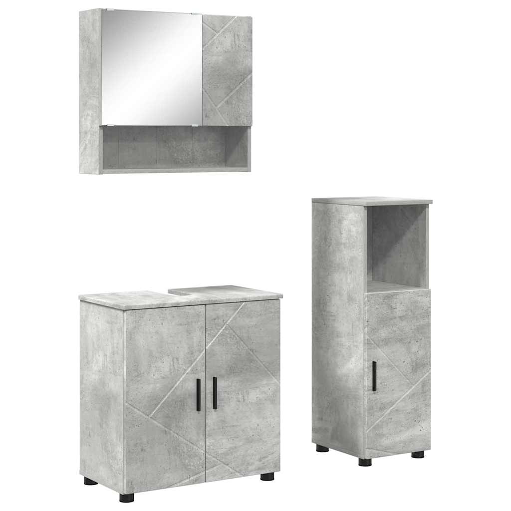 Set namještaja za kupaonicu 3 pcs Beton siva Konstruirano drvo