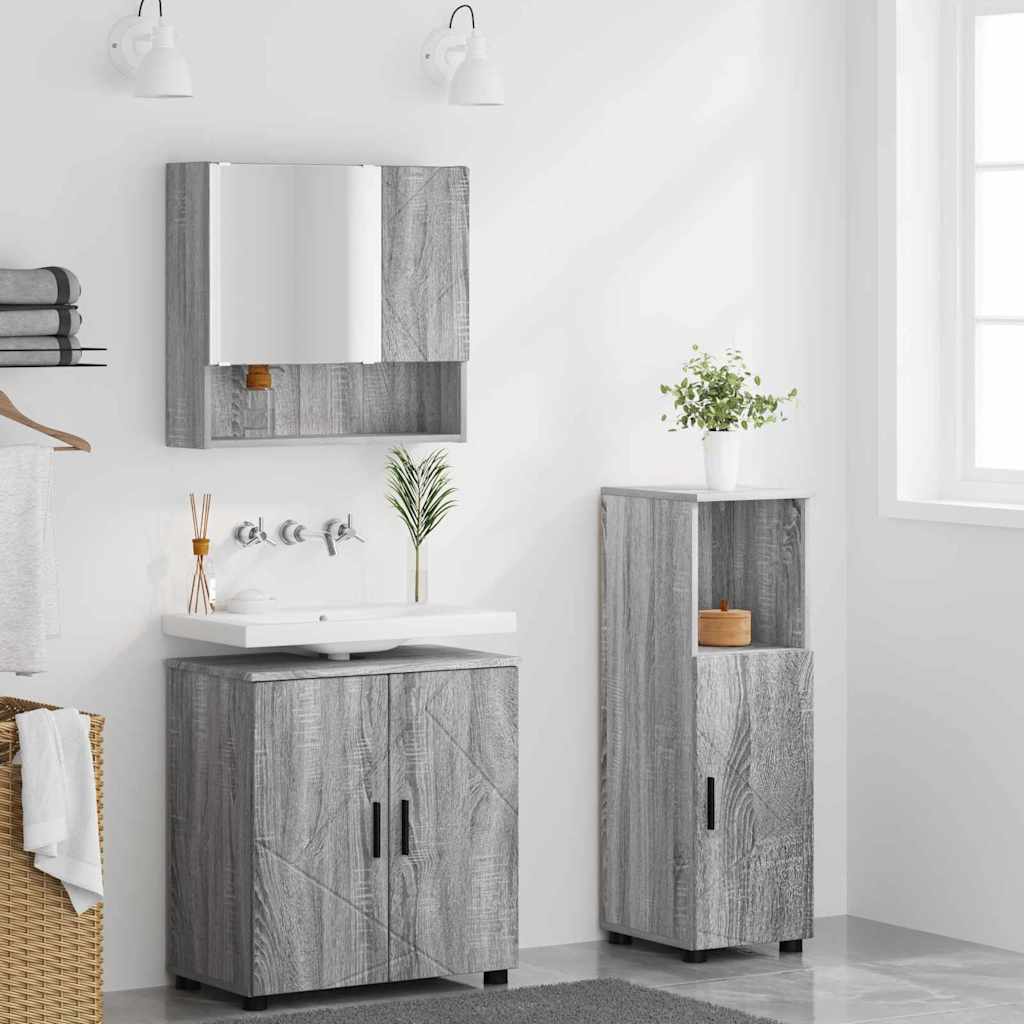 Set namještaja za kupaonicu Zidne s pohranom 3 pcs Siva Sonoma
