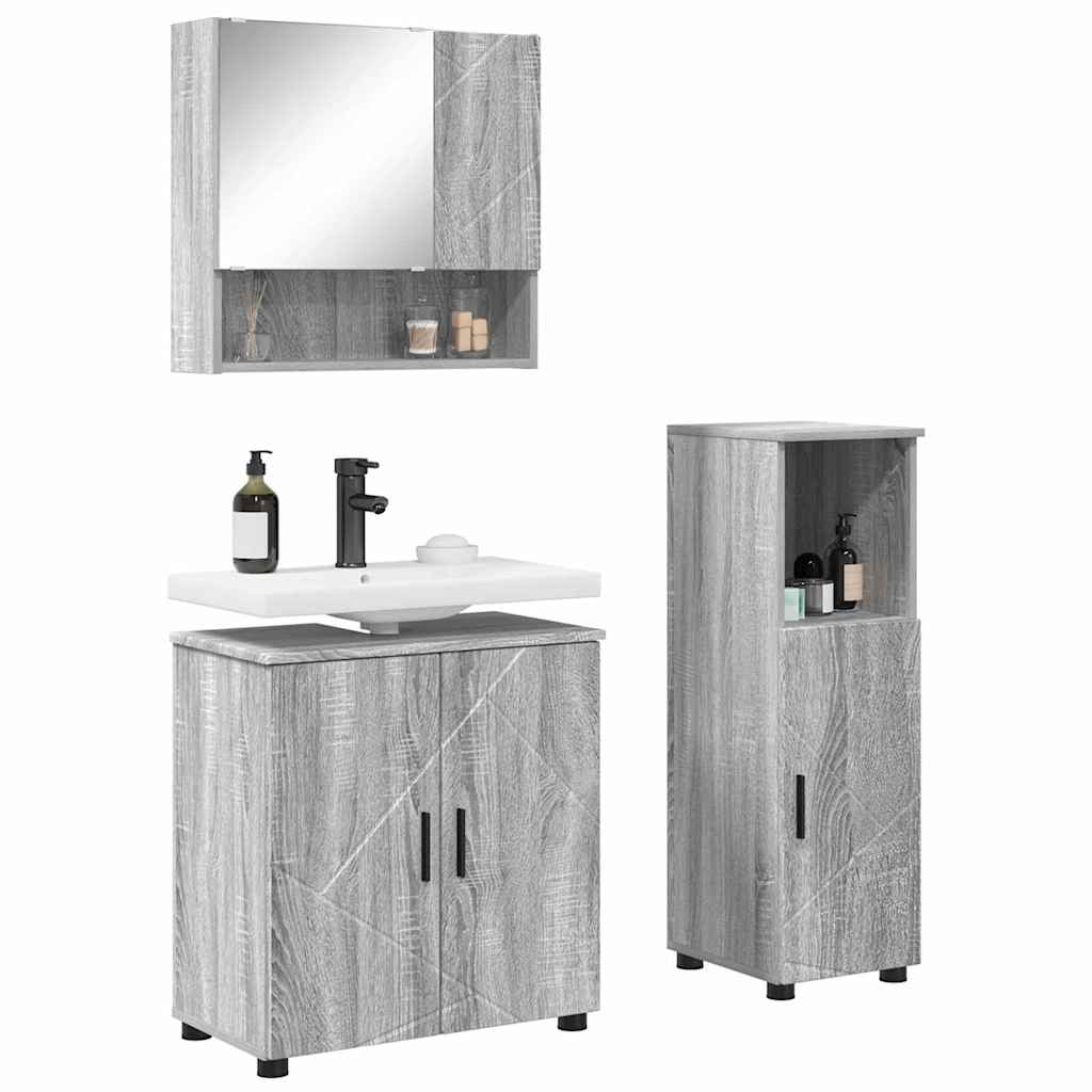Set namještaja za kupaonicu Zidne s pohranom 3 pcs Siva Sonoma