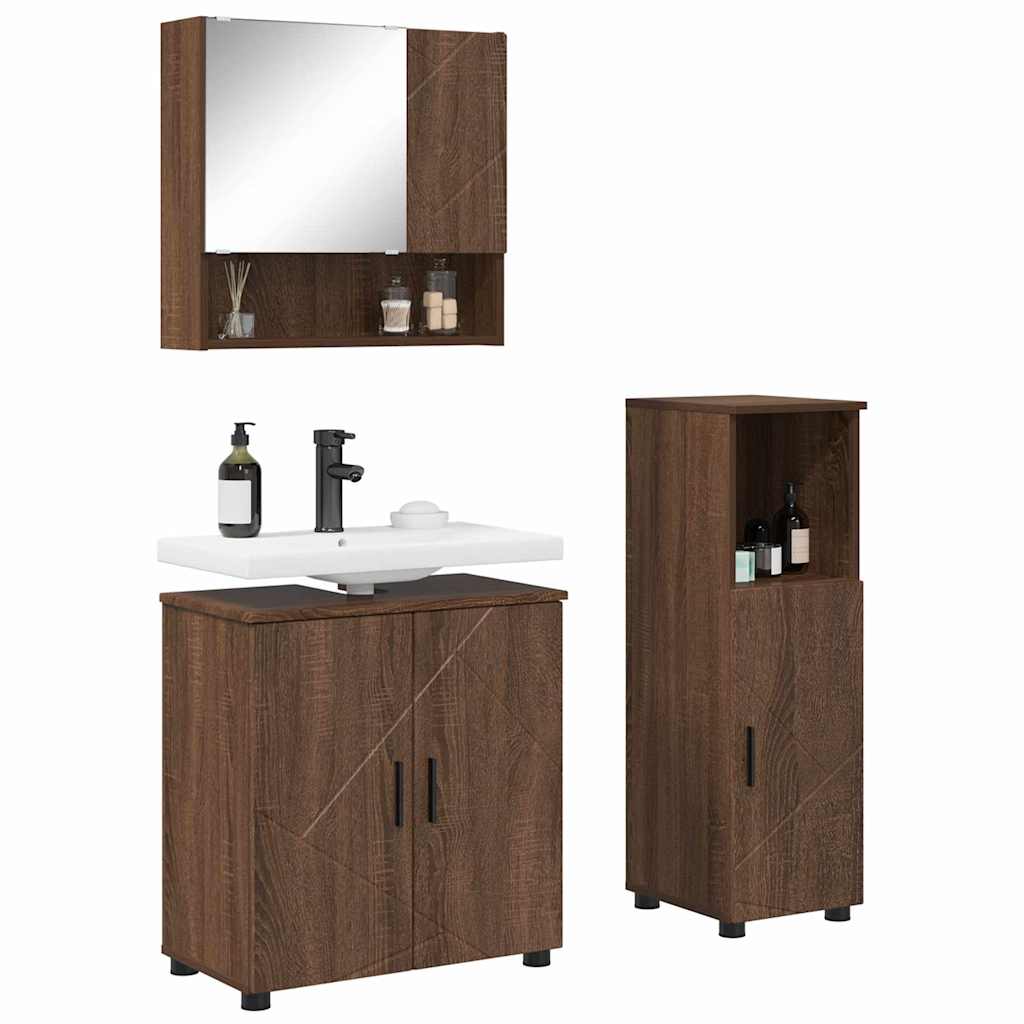 Set namještaja za kupaonicu Zidne s pohranom 3 pcs Smeđi hrast
