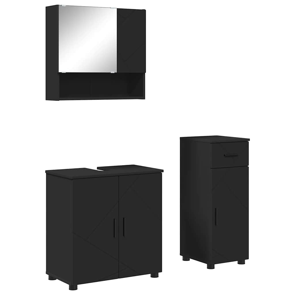 Set namještaja za kupaonicu 3 kom. Crna 61 x 35 x 64 cm