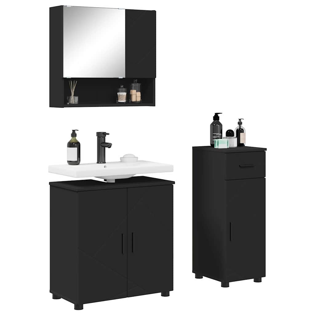 Set namještaja za kupaonicu 3 kom. Crna 61 x 35 x 64 cm