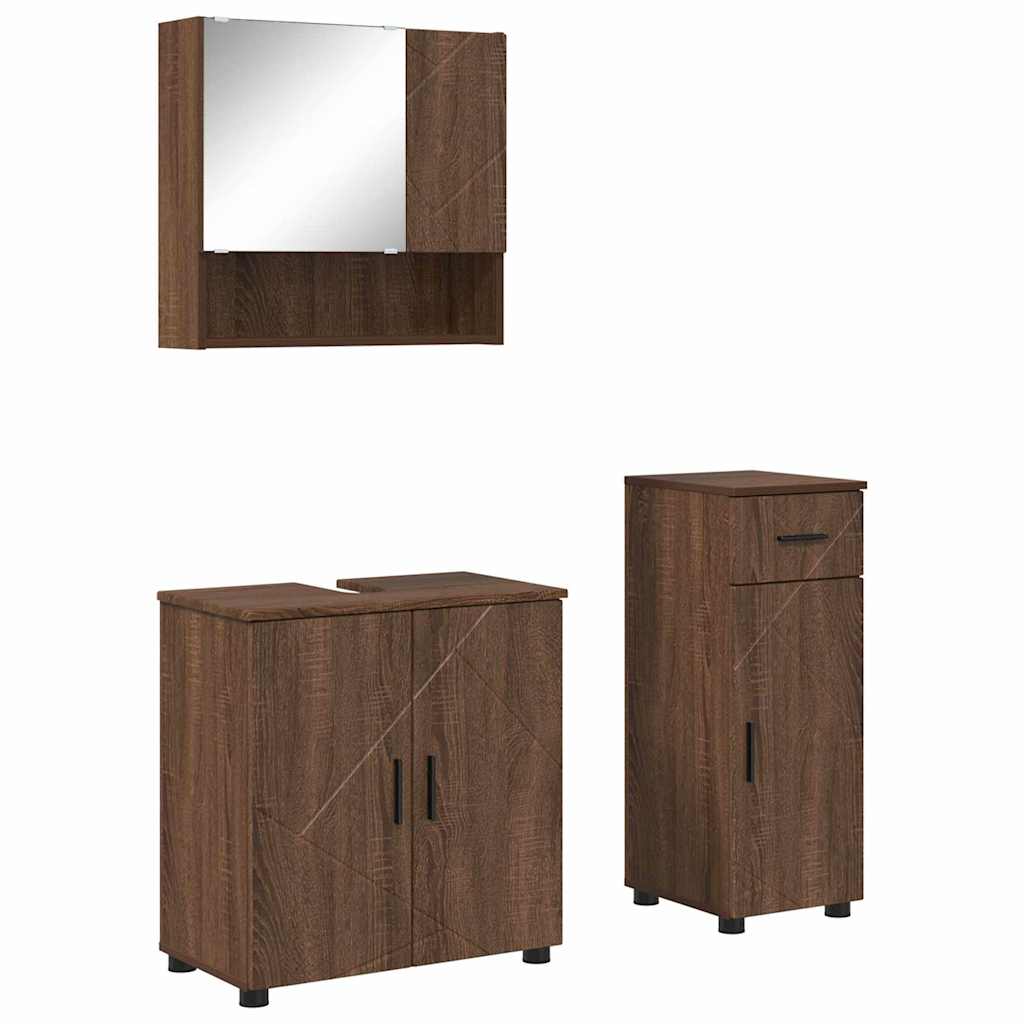 Set namještaja za kupaonicu s ladicama Zidne 3 pcs Smeđi hrast