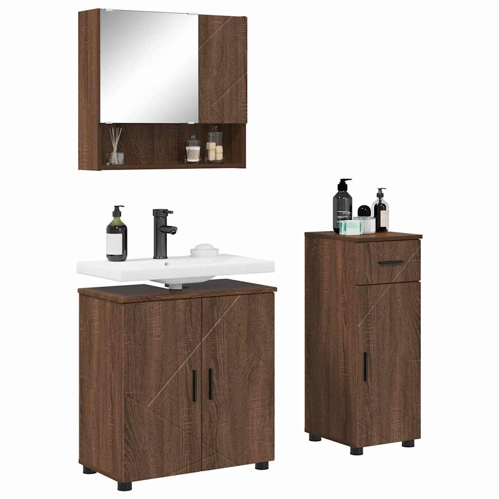 Set namještaja za kupaonicu s ladicama Zidne 3 pcs Smeđi hrast