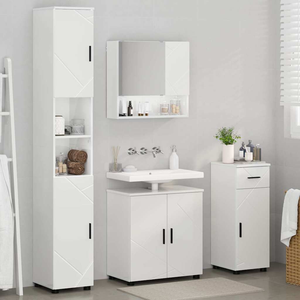 Set namještaja za kupaonicu s ladicama 4 pcs Visoki sjaj bijela