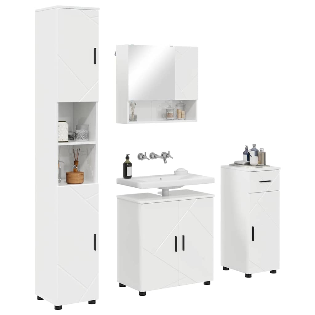 Set namještaja za kupaonicu s ladicama 4 pcs Visoki sjaj bijela