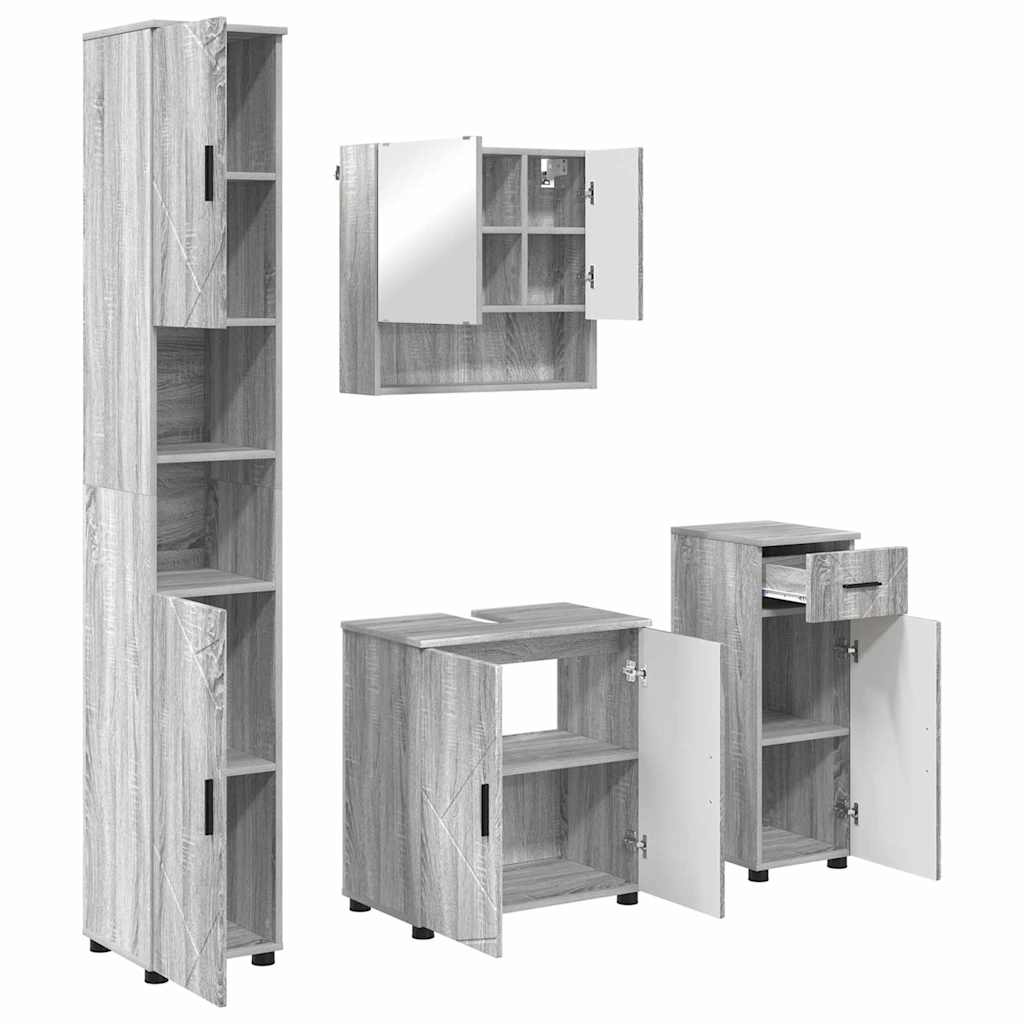 Set namještaja za kupaonicu 4 kom. Siva Sonoma 61 x 35 x 64 cm