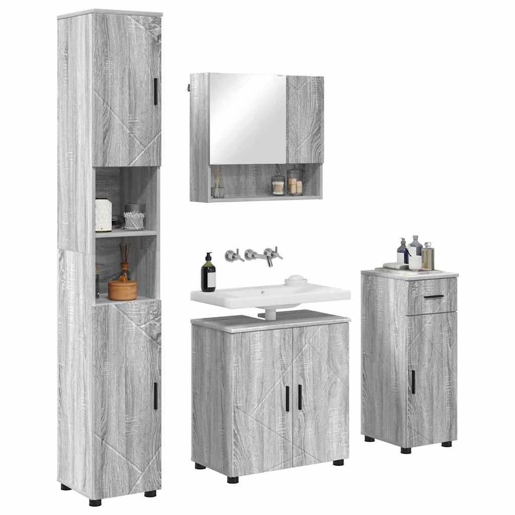 Set namještaja za kupaonicu 4 kom. Siva Sonoma 61 x 35 x 64 cm